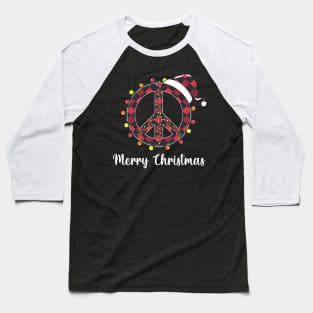 Peace Sign Santa Hat Christmas Lights Baseball T-Shirt